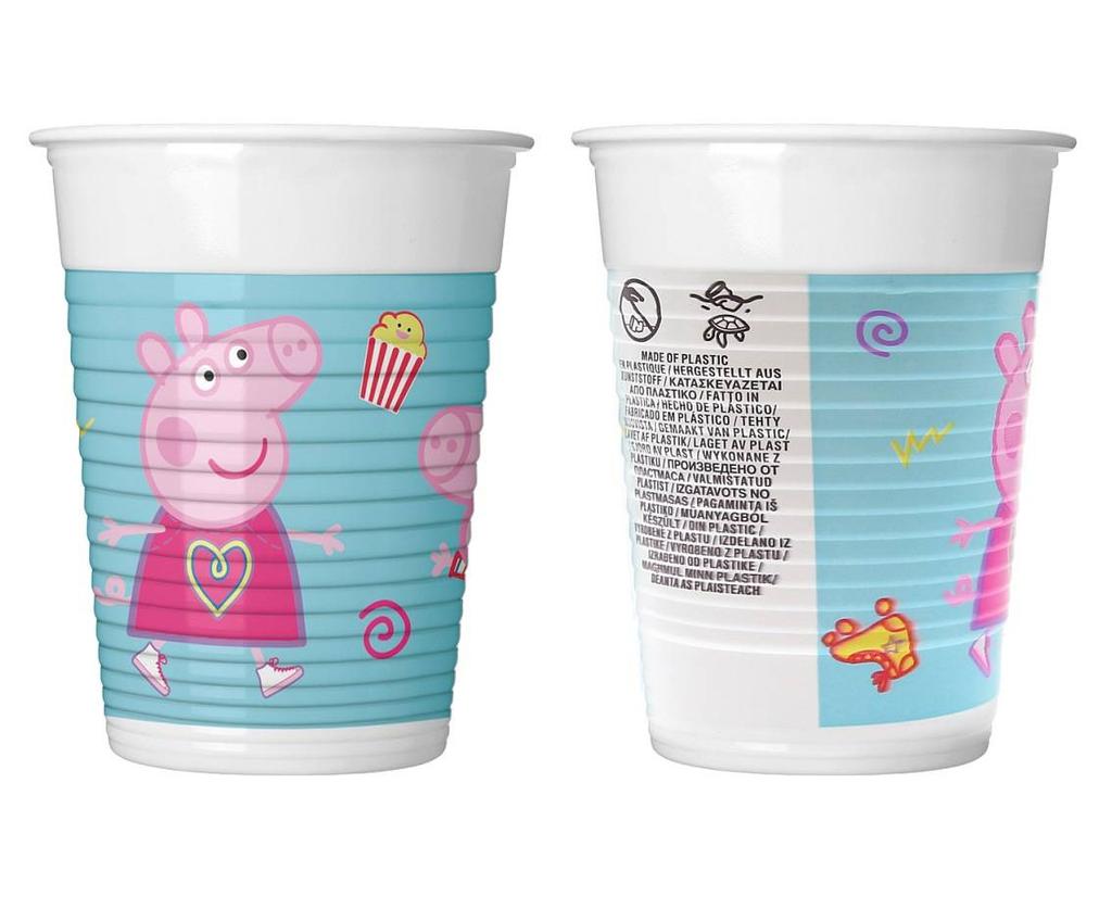 Kubeczki Plastikowe Świnka Peppa, 200 Ml, 8 Szt.