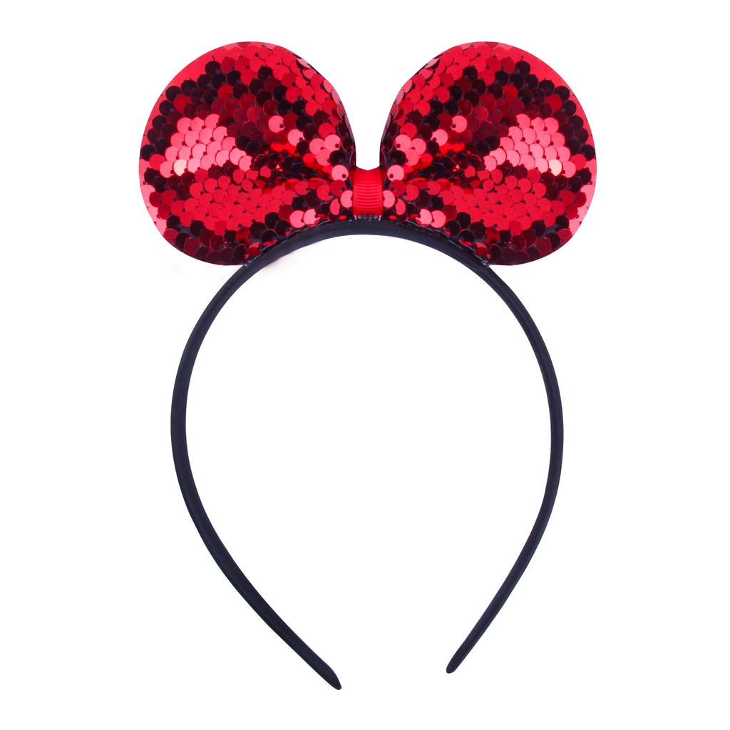 Shiny Sequin Mouse Ear Headband Cute Hair Hoop for Girls & Women Theme Birthday Party Accessory