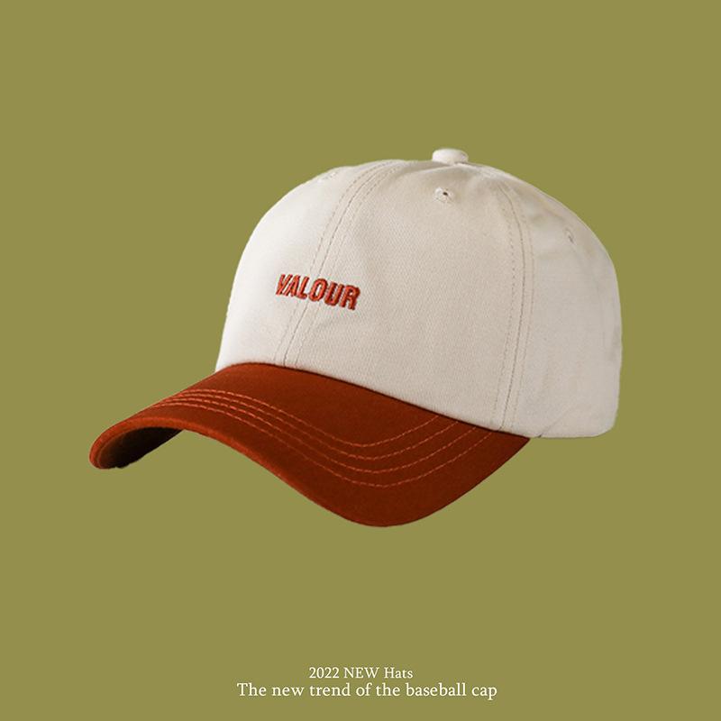 New Style Soft Top Letter Embroidery Female Baseball Cap with Big Brim and Male Sun Visor Color Block Baseball Cap