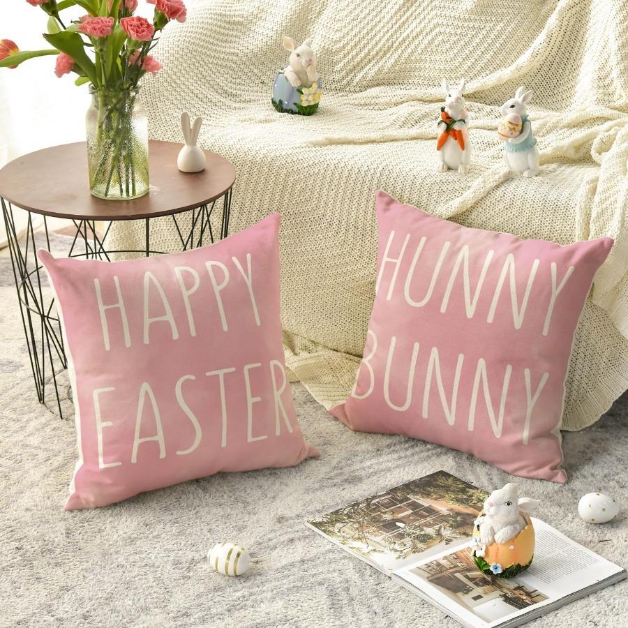 Nordic Easter Pattern Home Decor Pillowcase Bedroom Living Room Sofa Decoration Polyester Cushion Cover with Zipper