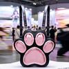 Cute Cat Paw Shape Backpack Teen Girls Daily Use Large Capacity PU School Bag Sweet Style