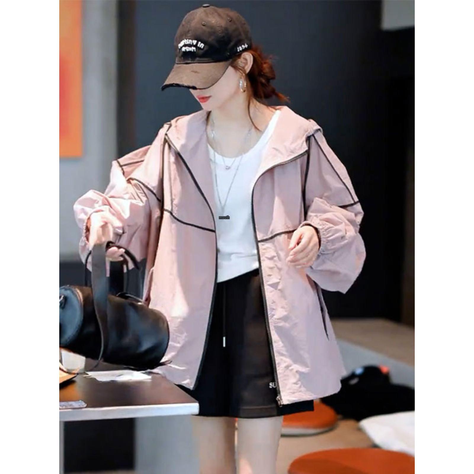 

Жіноча куртка з капюшоном для захисту від сонця в корейському стилі 2025 року - Вільний, дихаючий, тонкий топ, що робить фігуру стрункішою Medium білий