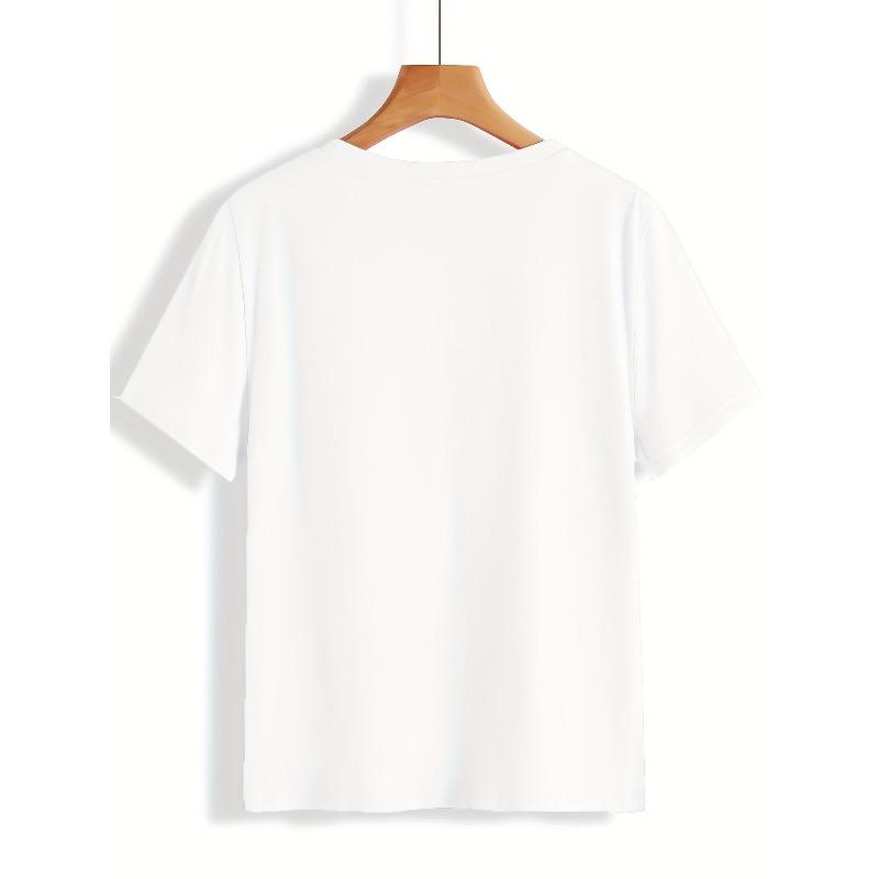 European sizes Women'S T-Shirt with Glasses Print, Round Neck, Comfortable Short-Sleeve Casual Top for Spring And Summer.