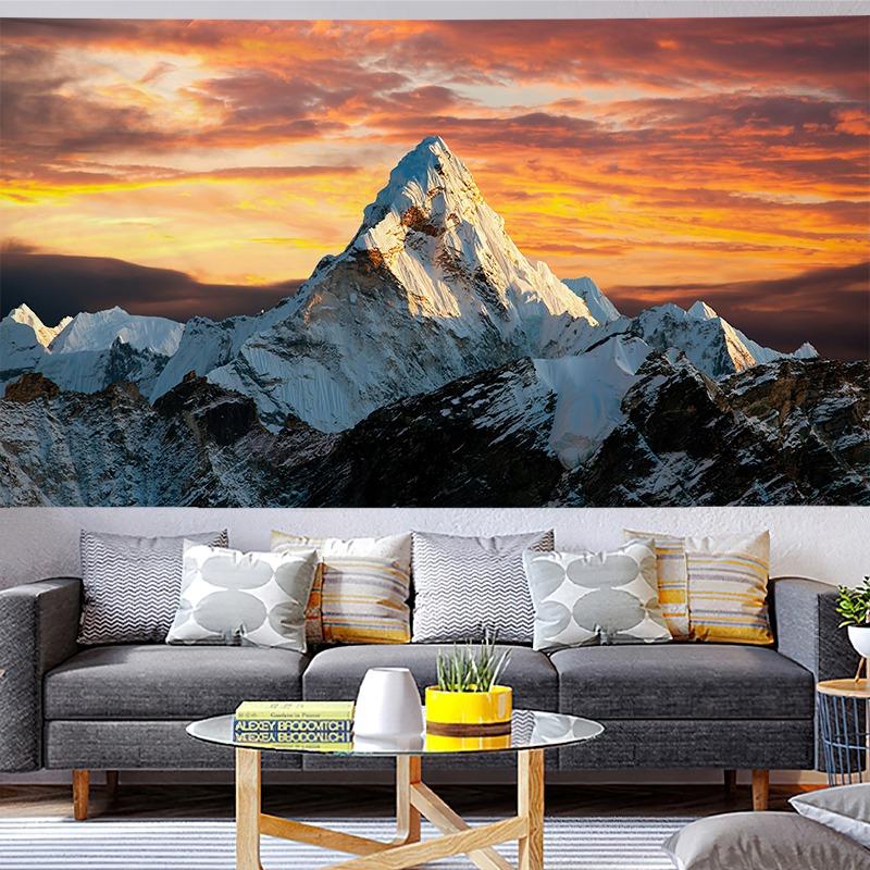 Mount Everest Mountain Tapestry Majestic Snow Peak Landscape for Living Room Bedroom Nature Wall Decor