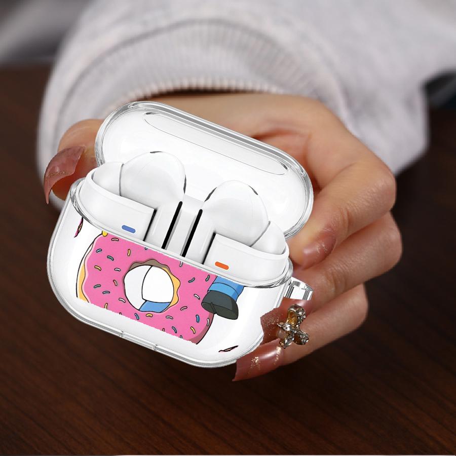Cartoon The S-simpsons Case For Samsung Galaxy Buds 4Pro 3Pro 4 Pro 2Pro Live 2 3 FE Clear Earphone Cases Cover With Hook