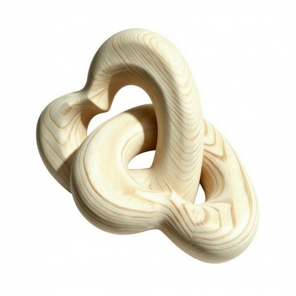 Interlocking Heart-Loop Ornament Sculptural Beech Wood Heart Minimalist