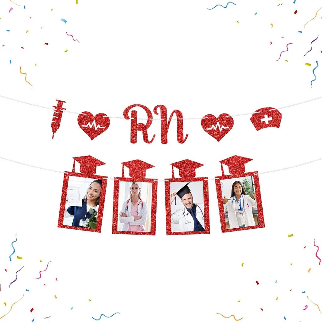 Senior Photo Banner Congrats Grad Paper Photo Frame High School College Graduation Bunting Decorations Congrats Senior Picture Banner Gold Glitter