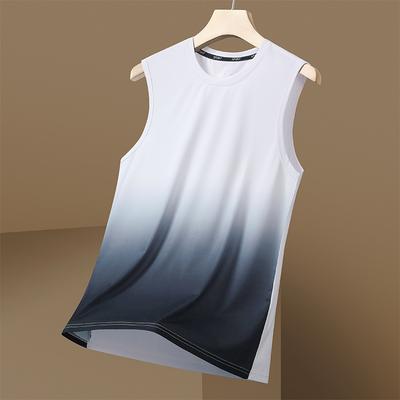 Men's Summer Casual Round Neck Pullover Vest, Quick Drying Ice Silk Sleeveless T-shirt, Sports Vest