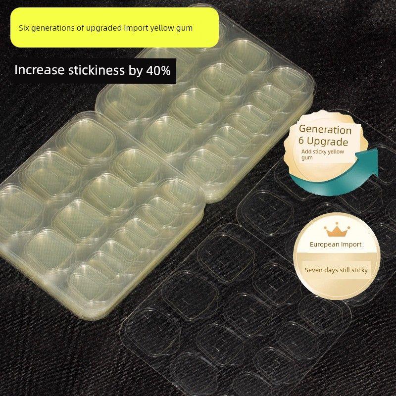 

New Arrival Strong Jelly Glue Yellow Pink Capsule Ultra-Thin Nail Stickers Wear Armor Removable Waterproof High Viscosity Nail Sticker Round 0.35mm yellow gum [10 240 stickers]]