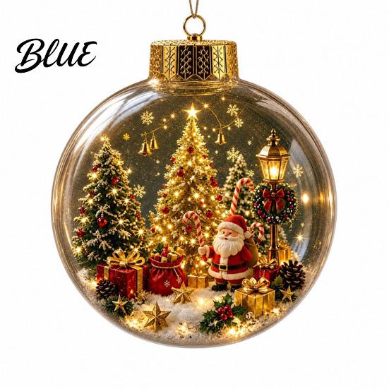 Miniature Christmas Scenes Ball Acrylic Holiday Scene Ornament Mini Glowing Story Light Up Keepsakes Hanging