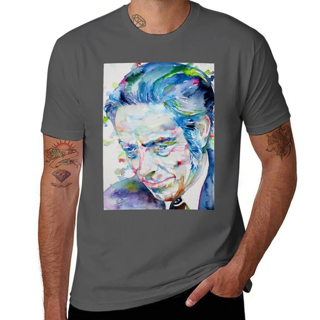 Alan Watts Watercolor Port Tshirt Unisex T Shirts High Quality Luxury Brand Funny T Shirts Cotton Tshirt