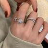 Trendy Korean Style Adjustable Heart Bow Zircon Ring For Women With Elegant Design