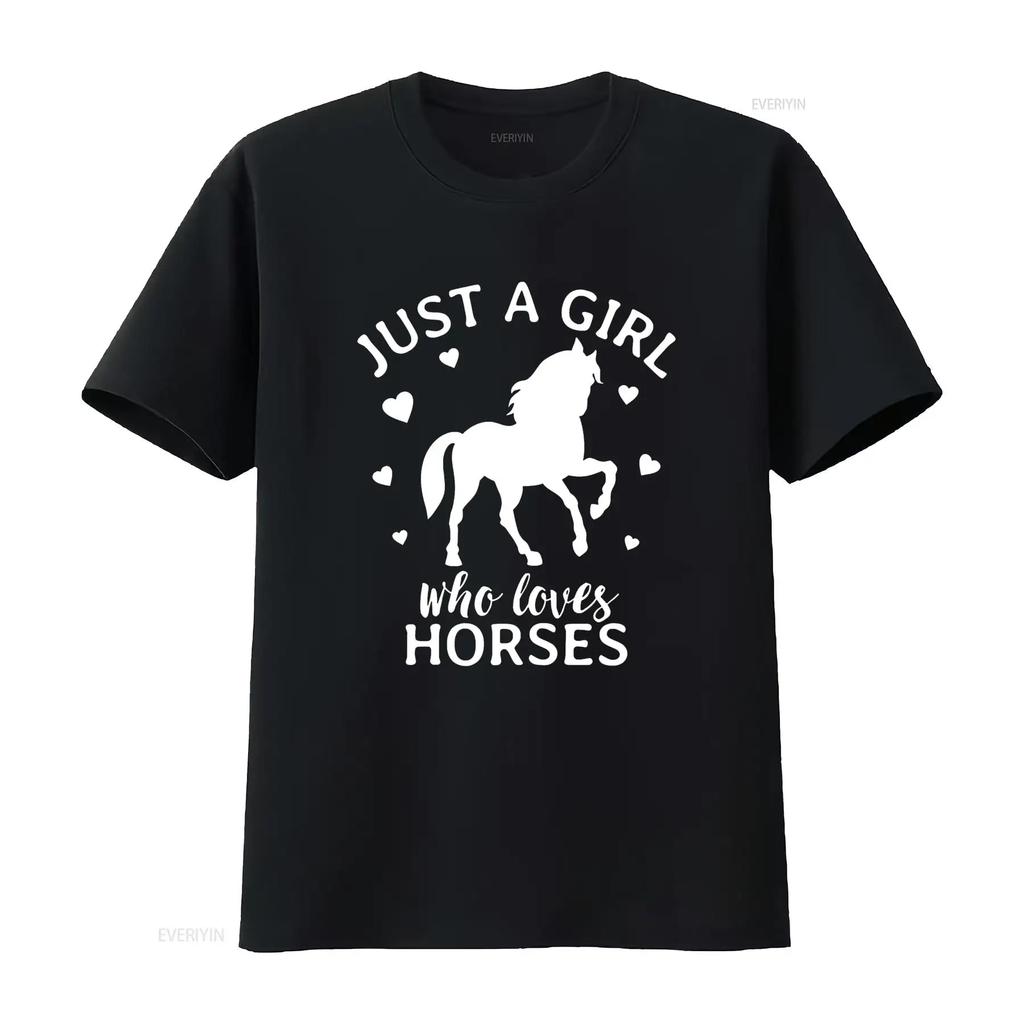 Just A Girl Who Loves Horses Cowgirl Horse Riding T Shirt vintage Washed homme graphic Casual Stylish Versatile streetwear Soft