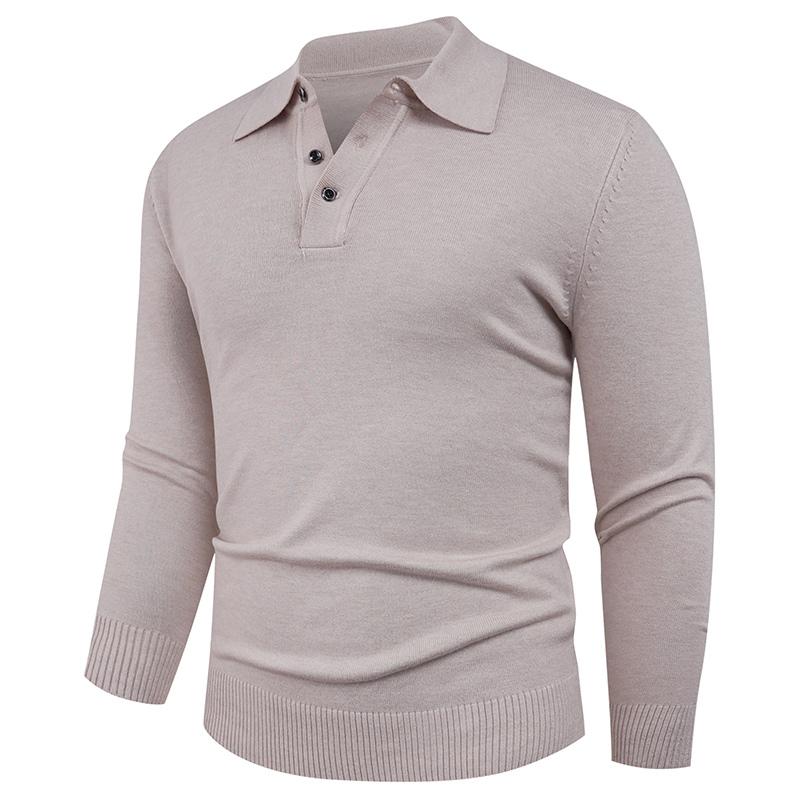 

Pullover Knitted Sweater Lapel Casual Versatile Sweater Long-sleeved Top L