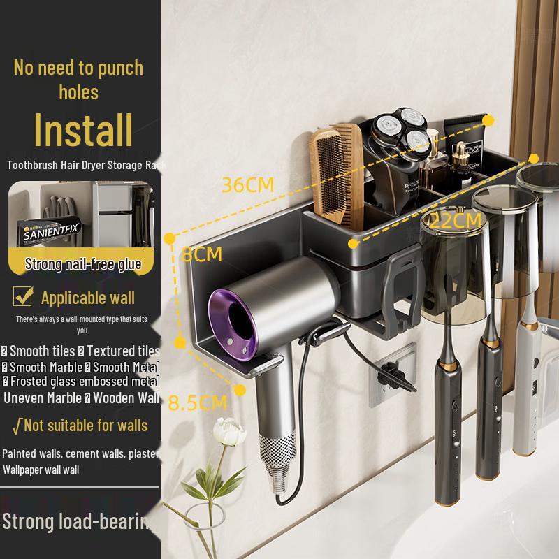 Cmaos Wall-Mounted Detachable Toothbrush Holder with Cups