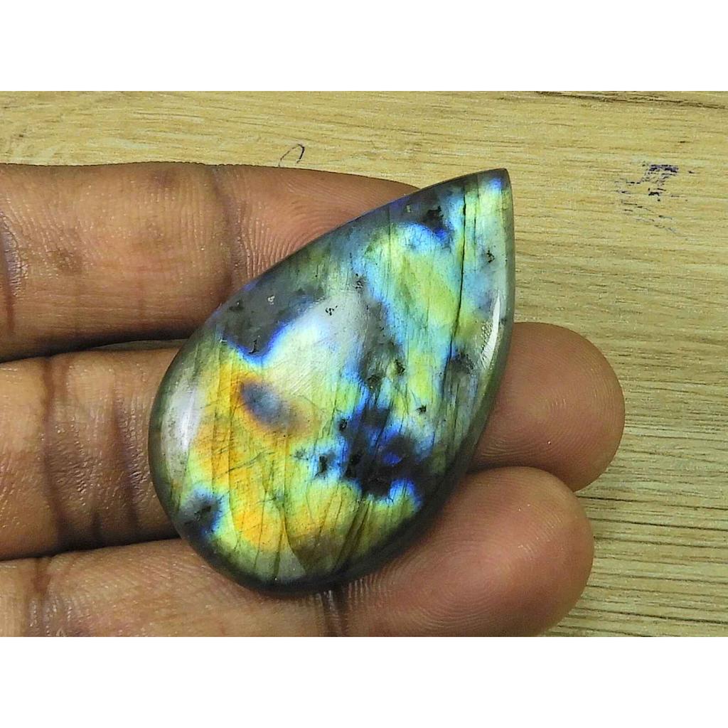 28X45X8MM Naturalny Labradoryt Gruszka Kryształ Kaboszon Luźny Kamień Szlachetny 90Cts. SK-3334