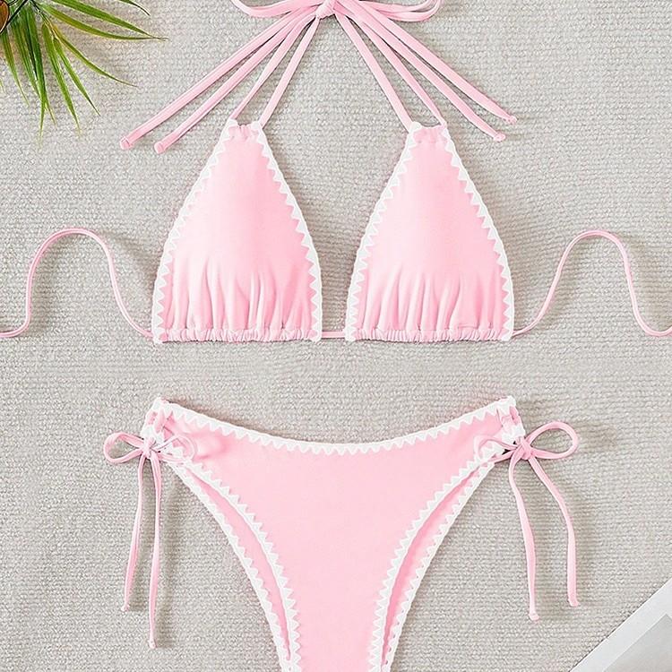 2026 Flower Bud Neck Strap Bikini Swimsuit Women Summer Beach Vacation Women S