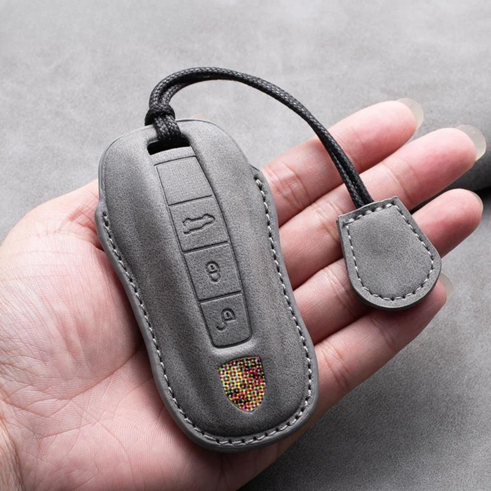 Leather Car Key Cover Case Shell Bag for Porsche Panamera Carman Macann Bobst Cayenne 911 981 991 970 996 Keychain Accessories
