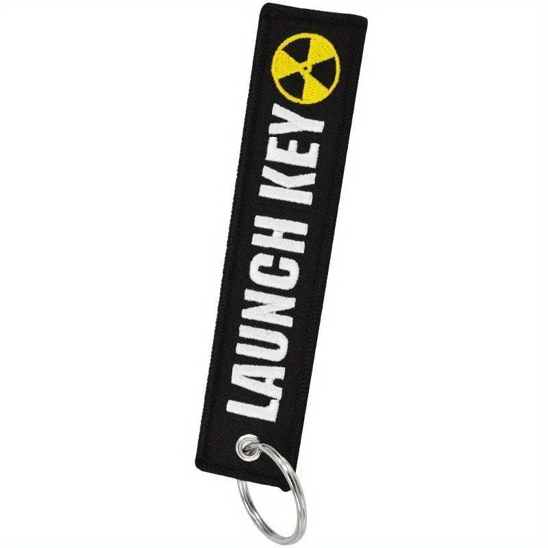 Text Stickerei Schlüsselanhänger LAUNCH KEY Tags Rechteck Schlüsselanhänger personalisierte Schlüsselanhänger Zubehör Souvenir