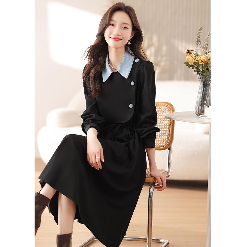 Azure Night Traveler 2026 Women's French Two-Piece Look Autumn Dress