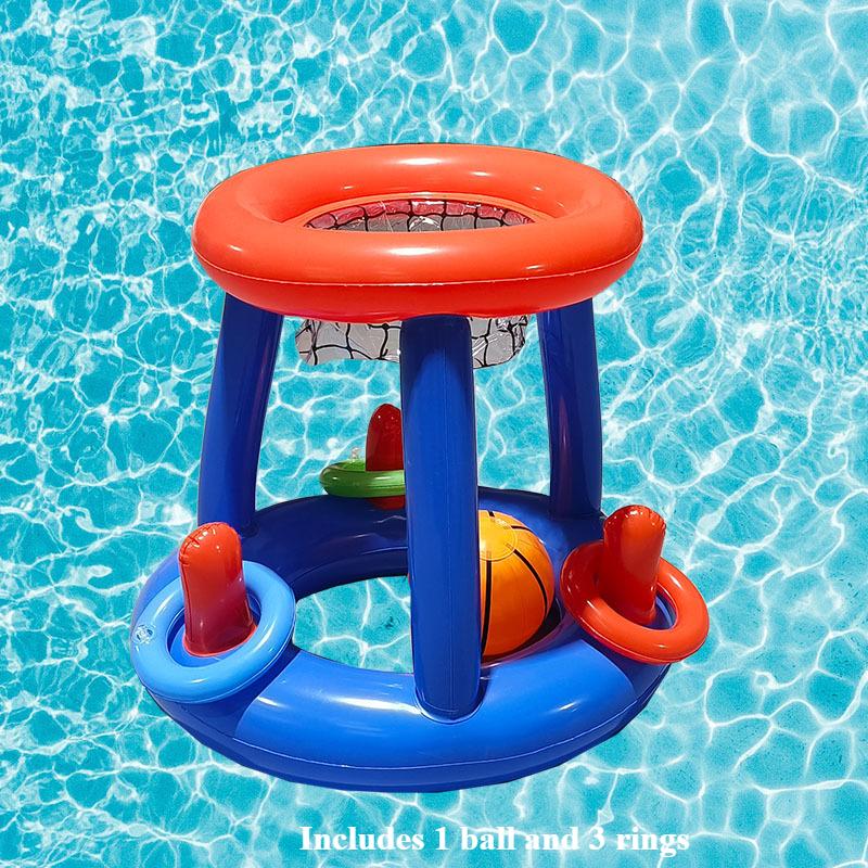 Inflatable Basketball Hoop Ring Toss Game Summer Swimming Water Sports Toys Outdoor Beach Party Pool Interactive Floating Toy