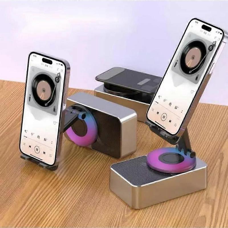 Bluetooth Audio Power Phone Holder, Phone Stand with Bluetooth Speaker Foldable