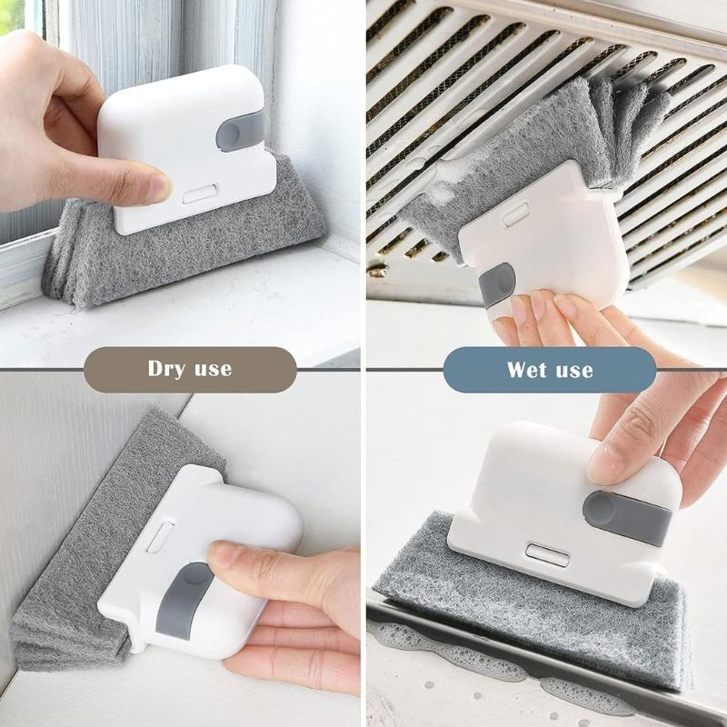 2 In 1 Window Brush, Wet and Dry Cleaning Brushes Window Grooves Cleaning Scrubber Tools Set