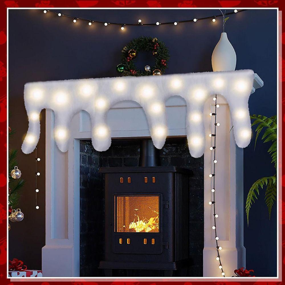 with LED Lighted Christmas Snow Blanket Warm White Thickened Fluffy Faux Snow Sheet Xmas Artificial Holiday Decor