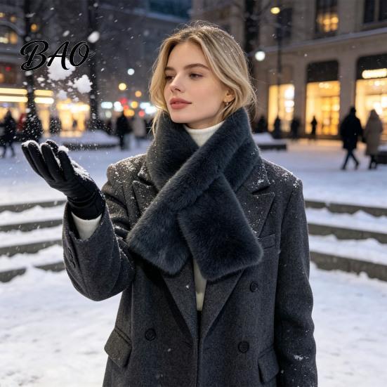 Soft Fluffy Winter Neck Scarf Women Faux Fur Scarf, Warmer for Cold Weather, Short Collar Scarves, Cozy Velvet Outdoor Travel & Not Bulky, Perfect