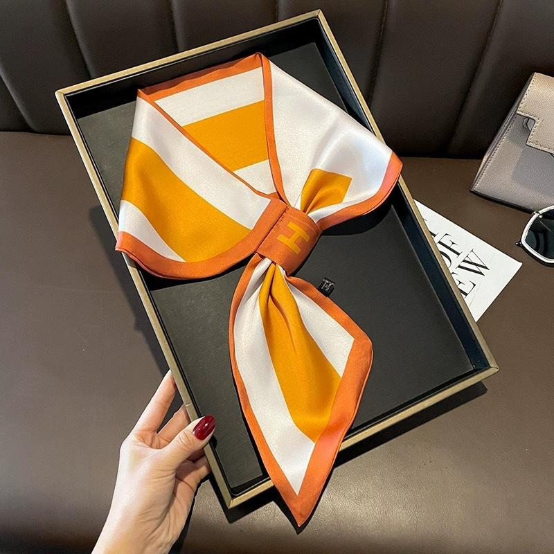 2025 Neckerchief Female Luxury Square Scarf for Women Silk Shawl Satin Hijab Fashion Wraps Hair Bands Ribbon Headband Bandana