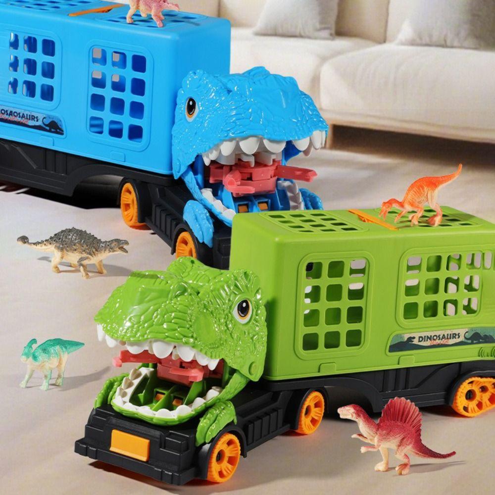 6/12 Dinosaur Model Dinosaur Truck Toys Ejection Function Dinosaur Transport  Toddler Toys