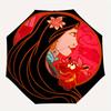 1pc Mulan Automatic 3-Fold Umbrella Design, Cute Cartoon Pattern, Portable Outdoor Umbrella, Perfect, Holiday Gift for fans.I067