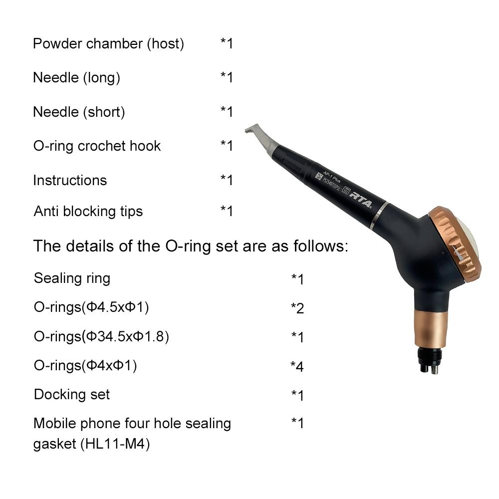 Woodpecker/RTA AP-1 Plus Dental Air Polisher 0.7mm Small Caliber Nozzle Detachable 3-Section Body Design 360 Degree Rotatable
