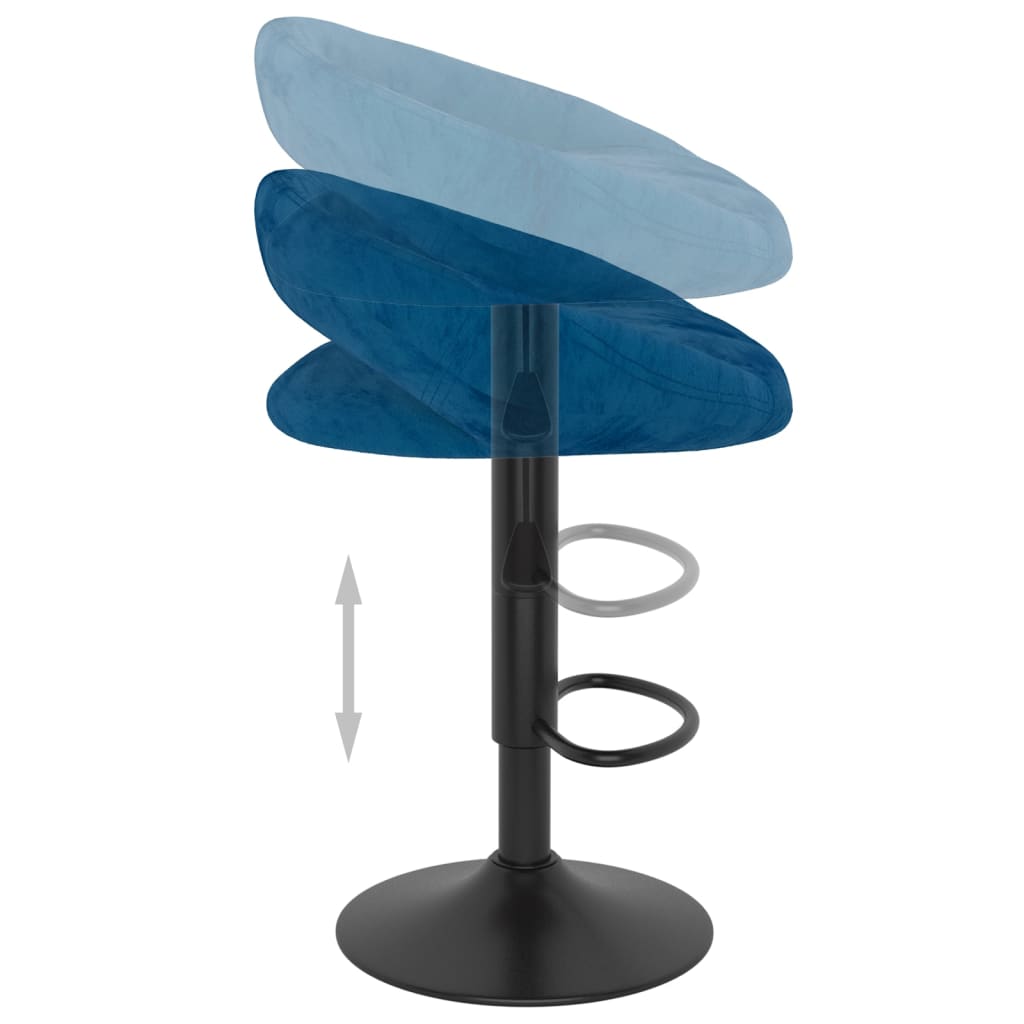 Bar Stool Set of 2 Blue Velvet