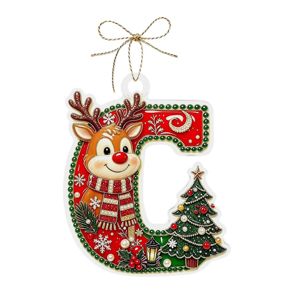 Christmas Themed Acrylic Letter Hanging Ornaments 26 PCS Decorations for Christmas Tree