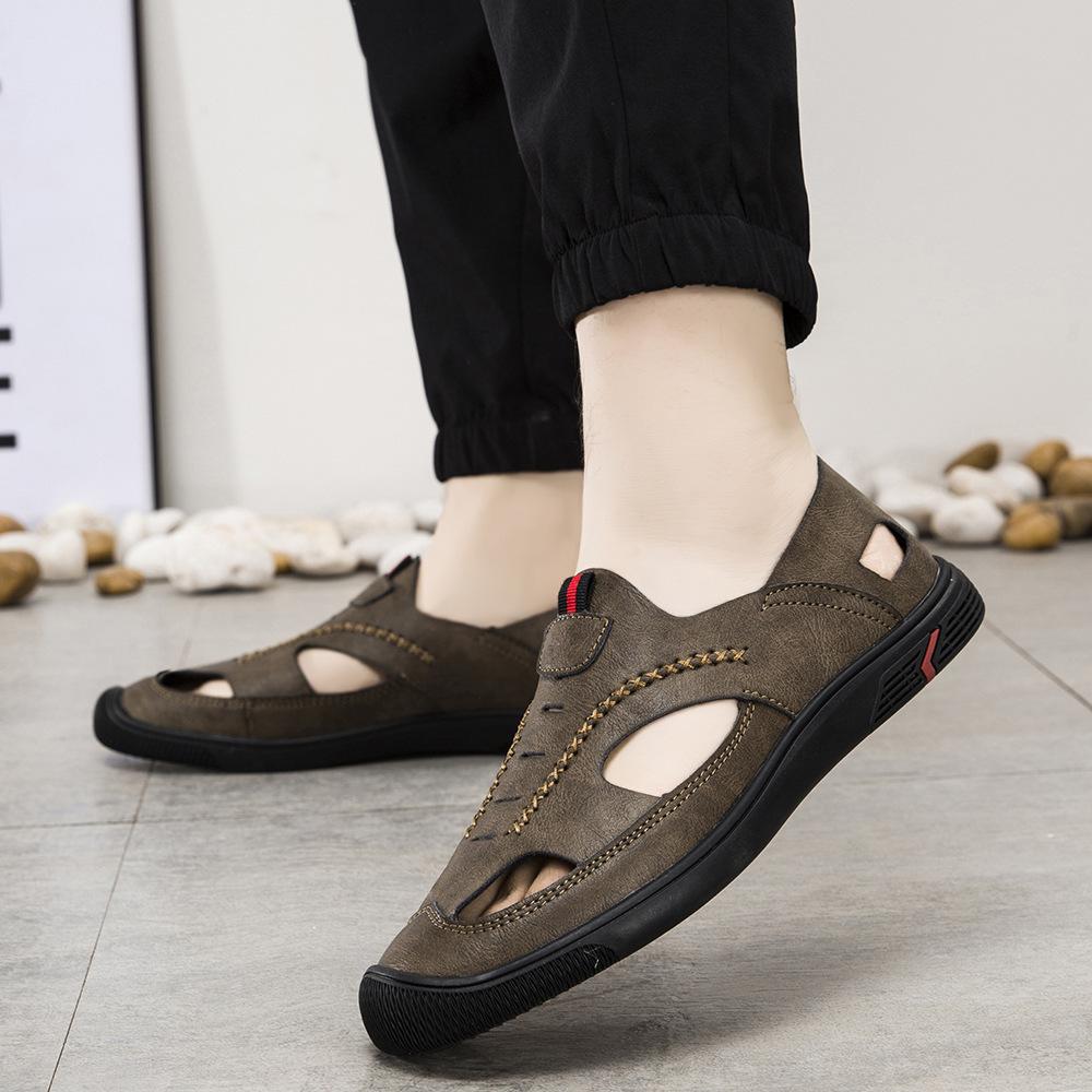 Hollow Men's Sandals Summer New Men's Shoes Breathable Thick-soled Soft-soled Light Casual Going Out Hole Shoes Driving Shoes