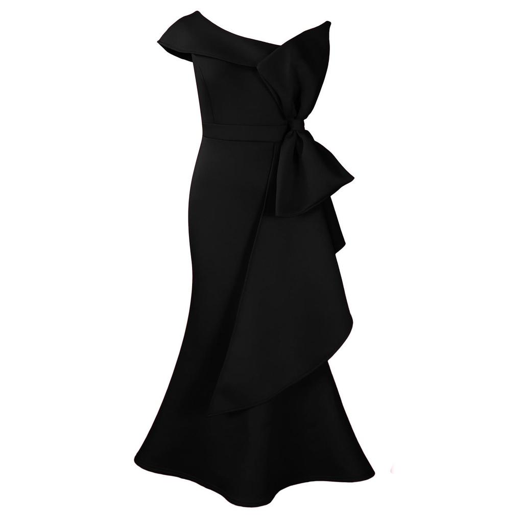 Women's Asymmetrical Strapless Slim-Fit Evening Dress - European and American Fashion