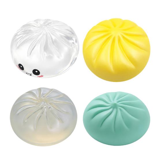 Bun Shape Stress Toys DIY Dumpling Squeeze Toy Skin, Fillable Empty Ball Skin with Soft Balls Stopper, Anxiety Relief Simulated Making Supplies Focus