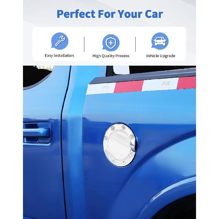 Fit For 2015- Ford F-150 Fuel Gas Filler Tank Door Cap Cover, Gas Tank Cap Fuel Filler Door Cover Trim Exterior Accessories,Chrome