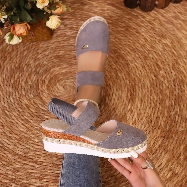 Large Size Sandals for Women, 2025 New Style Wedge Heel Sandals, Fashionable Toe Cap, Thick Sole, Lightweight Sandals