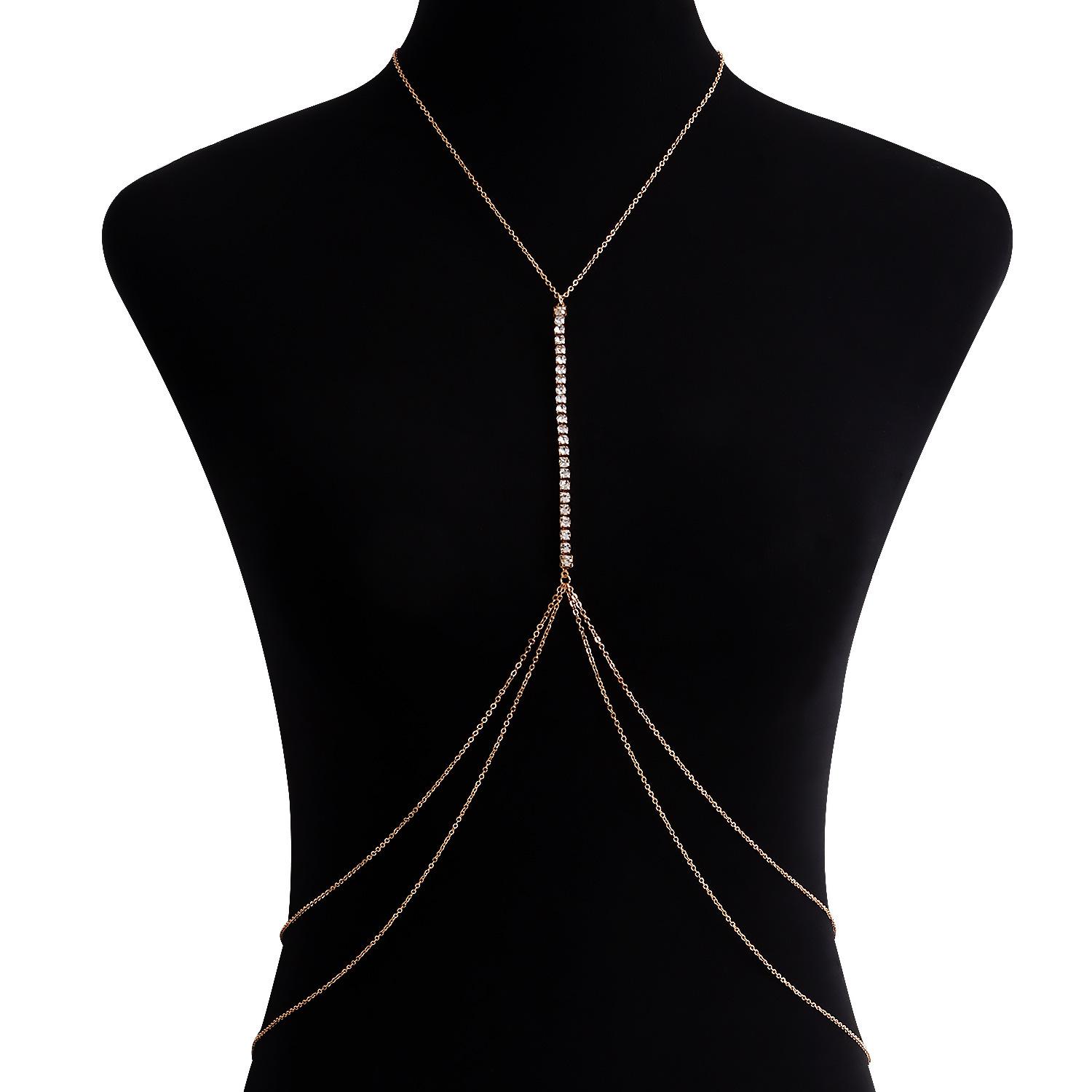 European and American simple street auction claw chain rhinestone bikini chest chain waist chain, nightclub neck sexy body chain woman