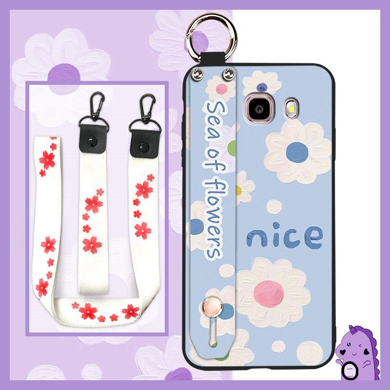 Soft case Ring Phone Case For Samsung Galaxy J510/J5 2016/J5108 Protective Durable Back Cover Flower Shockproof Lanyard
