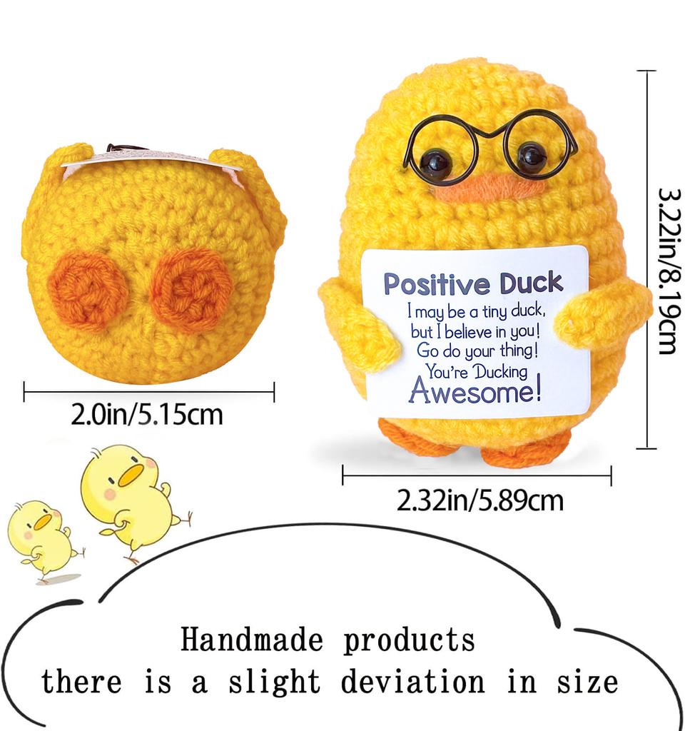 Positive Energy Pocket Hug Crochet Doll, Mini Handmade Knitted Plush Potato Turtle Vegetable Duck Funny Support Gift With Card