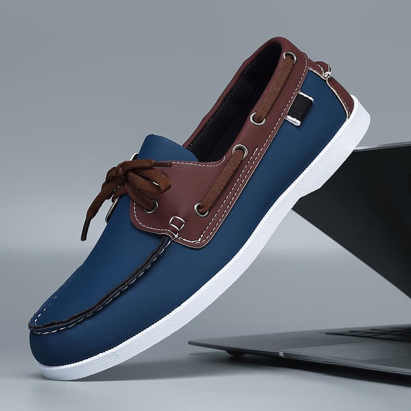 Fashion Lace-Up Fashion Men Loafers Slip on Flats Male Classic Boat Shoes Leather Hot Sale Men's Leisure Walk Men Wedding Dress Shoes