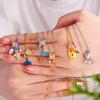 Fashion Zircon Daisy Fish Tail Ice Cream Charms Necklace for Women Girls Stainless Steel Chain Sweet Cute Jewelry Christmas Gift