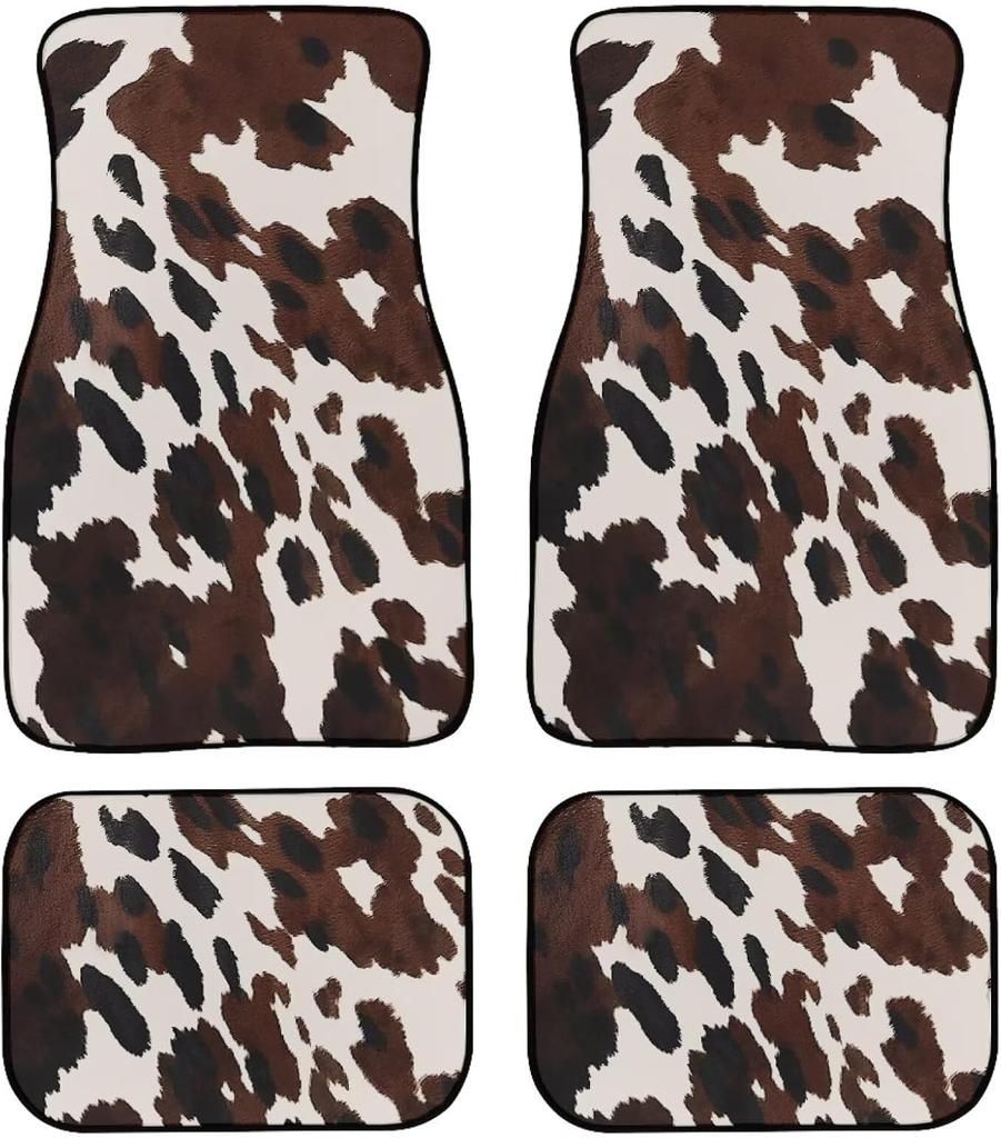 Universal Fit Auto Carpet Floor Mats Set of 4 for Women Girls Decorative Boho Floral Print Car Floor Mats Front & Rear Liners Set