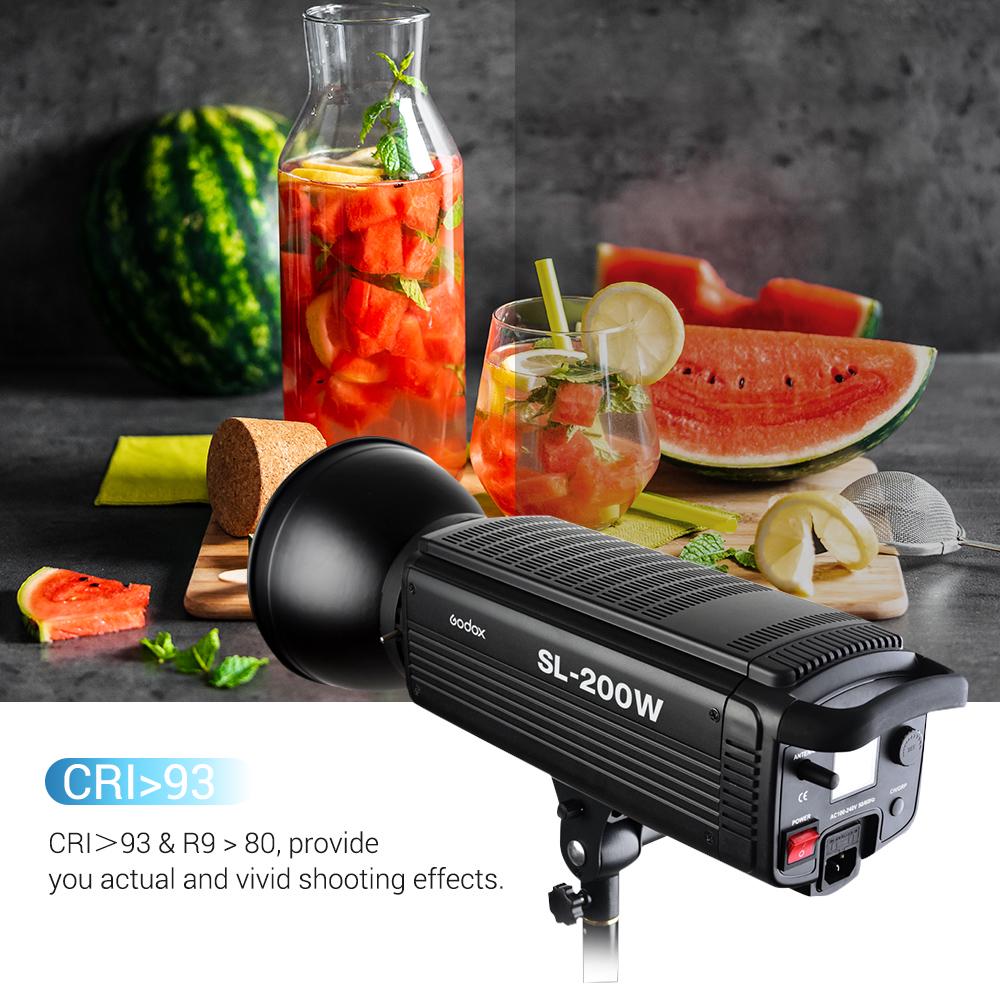

Godox SL200W 5600K 200 Вт светодиодный светильник высокой мощности для видеосъемки с регулируемой яркостью, беспроводной пульт дистанционного управления