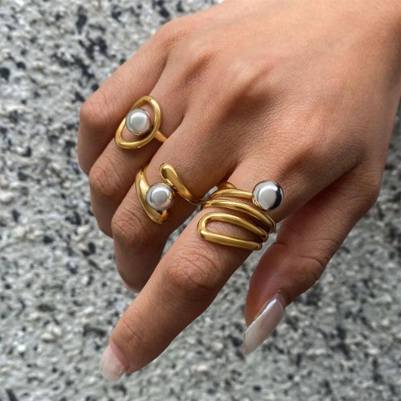 Anello Moderno Minimalista Vuoto Linea Irregolare Misura Flessibile Accessorio in Acciaio Inossidabile Per Occasioni Casual O Formali