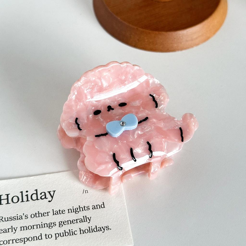 

Очаровательная заколка-краб для волос из ацетата с дизайном собаки для высокого хвоста и причесок в розовом, коричневом и переливающемся белом цветах Pink5.2cm