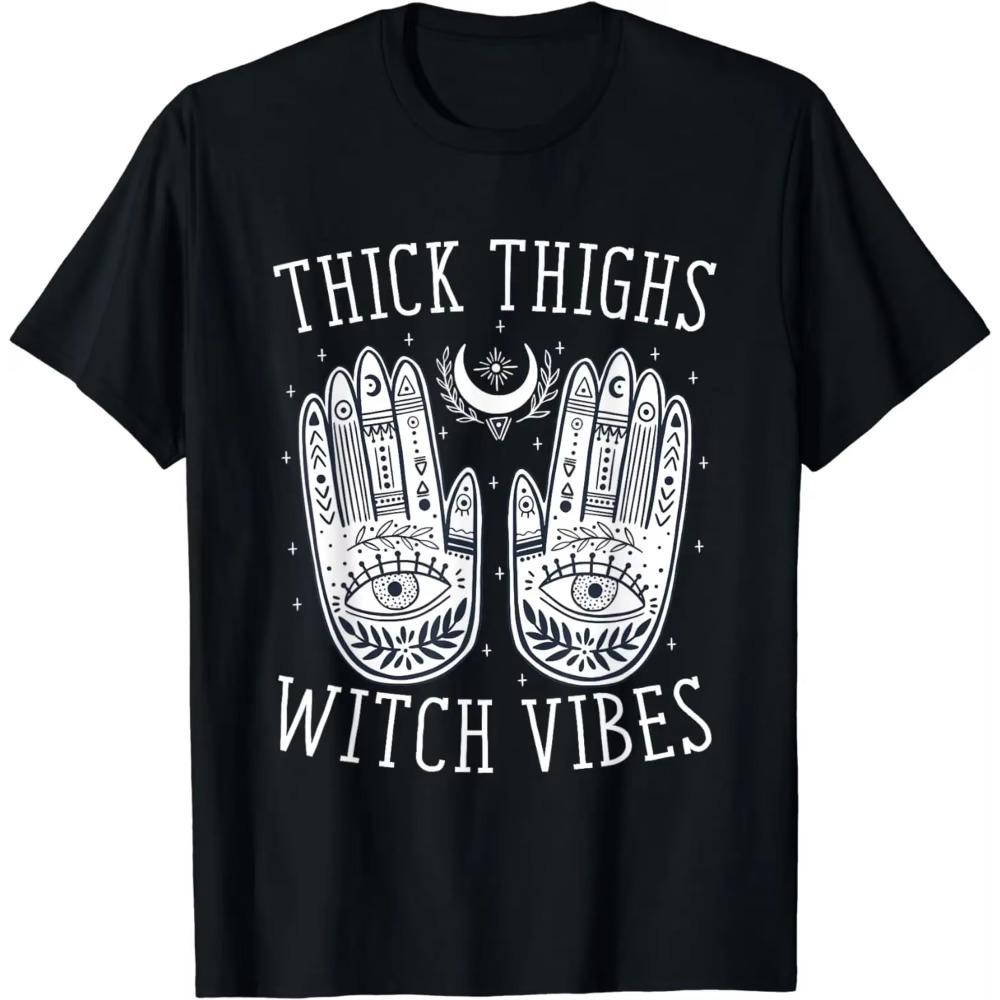 Thick Thighs  Vibes Halloween T-Shirt  Goth  Tops  Shirts for Women  Vintage Clothes  Camisetas